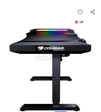 ACougar RGB Gaming Desk — Electric Height Adjustable, Carbon Finishwith led lights