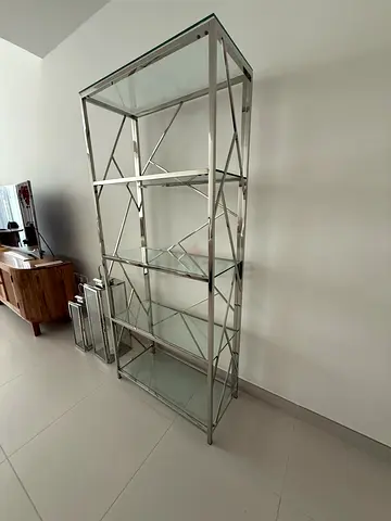 Chrome and Glass Shelving Unit for sale