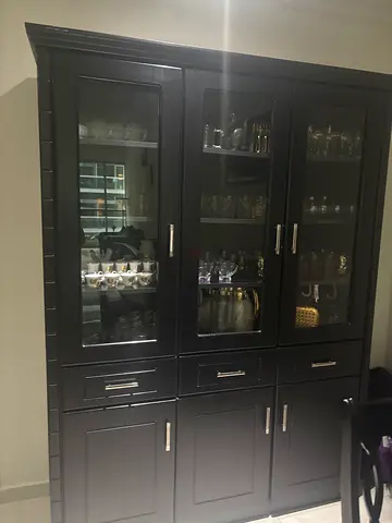 Modern Black Display Cabinet and Accordion Door