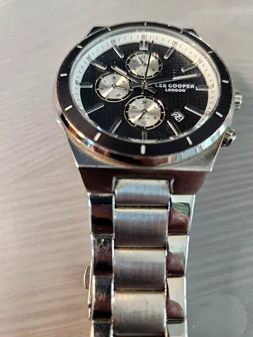 Lee Cooper Mens stainless steel chronograph watch with blue dial