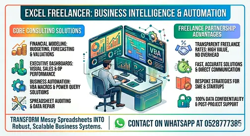 Excel Freelancer: Custom Dashboards, Financial Models  Automation Services