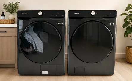 Samsung Black 18.5kg washing machine 16kg dryer set— Good Condition