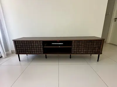 Solid Wood Low TV Console / Media Unit with Storage Drawers