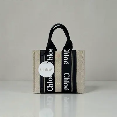 Authentic Chloe Woody Canvas Tote Bag