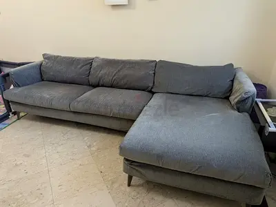 Grey L-shaped 3-seater Sofa with Chaise - Good Condition