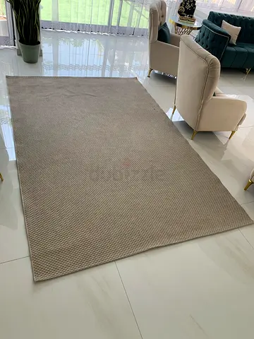Beige Solid Color Area Rug - Good Condition