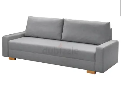 Modern Grey 3-Seater Sofa with Wooden Legs