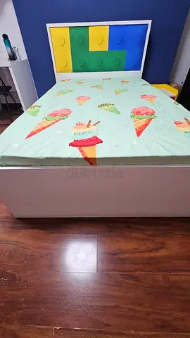 Single Bed with mattress and side table