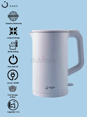 Noon 1.5L Stainless Steel Electric Kettle - Quick Boil, Auto Shut-Off