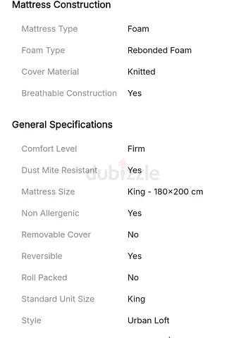 Rejuvenate Dual Comfort Foam King Mattress - 180x200 cm- protected with water proof cover 2 pillows
