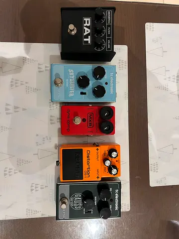 Set of 5 Guitar Effects Pedals — Distortion, Reverb, Compressor, Delay