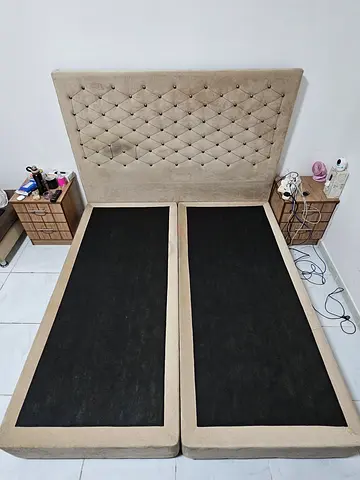 Super King Size 200*200  Double Bed Base with Padded Headboard (2 single bases) - Good Condition