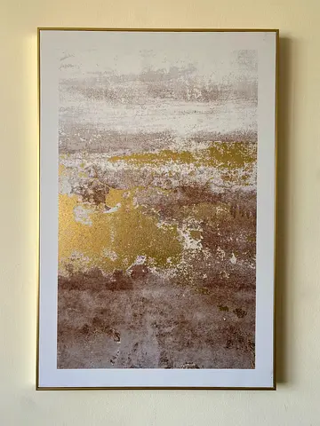 Framed Abstract Wall Art Painting with Gold Accents
