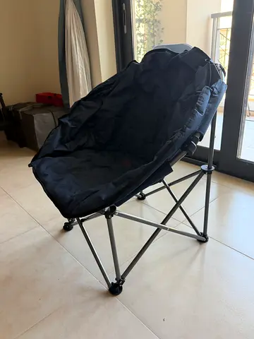 Foldable Round Camping/Moon Chair - Black, Good Condition