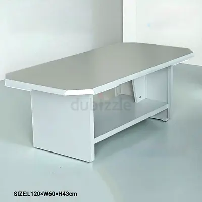 White Rectangular Coffee Table with Lower Shelf - 120x60x43 cm