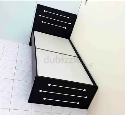 Brand New Single wooden bed frame with headboard and footboard - black