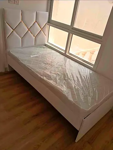 Brand New Single bed with padded headboard and Mattress