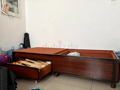 Single wooden bed frame with storage drawer  mattress- good used condition