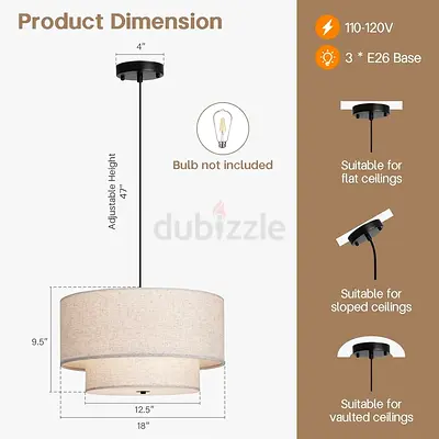 MODERN DOUBLE DRUM FABRIC LAMP