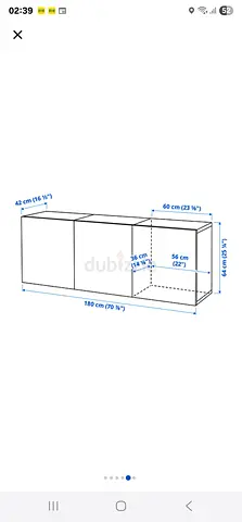 White Low Storage Cabinet / Sideboard - 180 cm