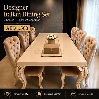 Elegant 8-Seater Italian Designer Dining Set - Excellent Condition