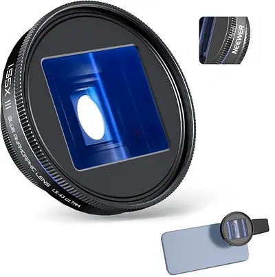 NEEWER 1.55x Blue Anamorphic Lens Compatible with iPhone Android Samsung