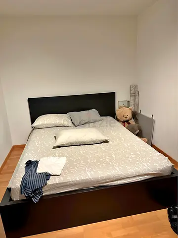 ikea Queen size black  bed frame with Mattress - good condition