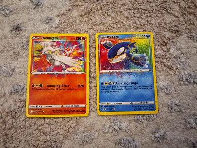 Pokemon Holo super rare  Reshiram  Kyogre Cards - Single Cards, perfect condition.