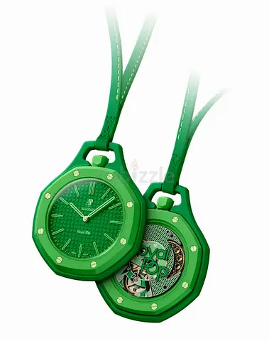 Green Octagonal Pocket Watch Pendant (Pair) — Mechanical Display