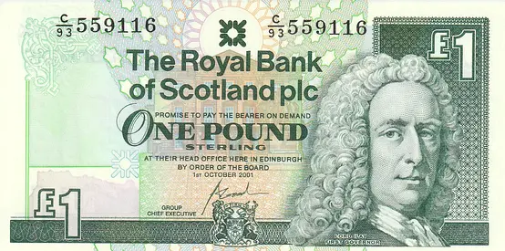 SCOTLAND 1 POUND BANKNOTE 2001