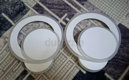 Pair of modern circular LED wall lamps - white