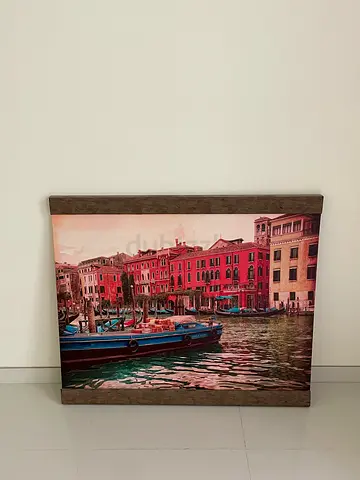 Framed Venice Canal Print on Canvas. 102cmx 86cm