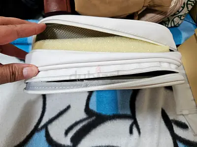White padded travel case / accessory pouch (small) - gently used