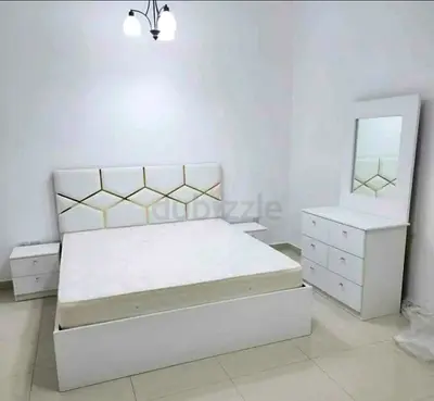 Brand New White Modern Queen Bedframe with Mattress, Nightstands and Dresser with Mirror