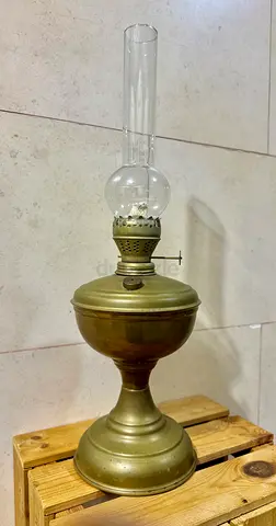 Vintage Brass Oil Lamp with Glass Chimney