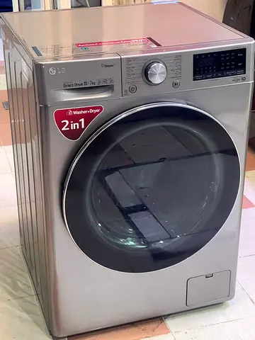 LG 10/7 kg front-load washer and dryer combo in silver.Capacity: This unit is designed to wash up to