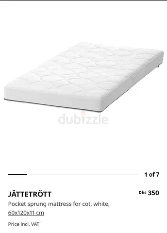 Cot with Mattress, Protector, cover, curtain