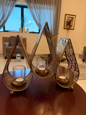 Decorative Brass Tealight Candle Holder - Set of 3 (Vintage Style)