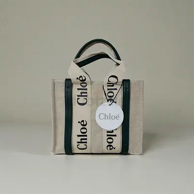 Chloé Woody Small Tote Bag Canvas and Leather