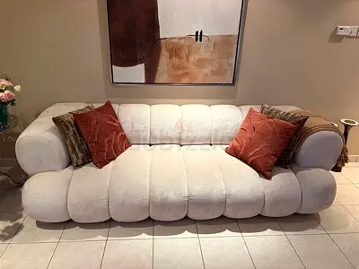 2 Home center Modern tufted 3-seater sofas in light beige