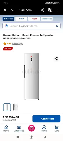 Hoover Bottom Mount Freezer Refrigerator HSFR-K345-S Silver 345L - Good Condition