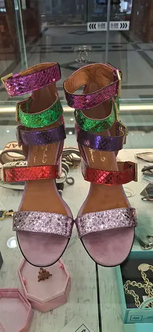 Multicolor Metallic Strappy Sandals