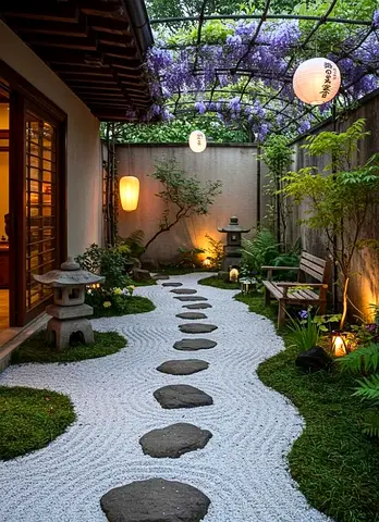 Modern Outdoor Waterfall with LED Lights
