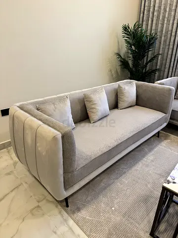 2 piece light grey 3-seater sofa