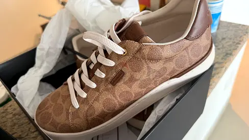 Coach Brown Logo Canvas Sneakers - Size Unknown, Light Wear