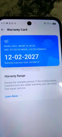 Infinix Smart 10 (X6725) - Good Condition, Warranty until 12-02-2027
