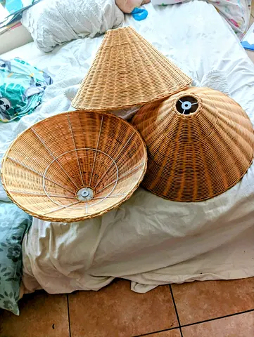 Set of 3 Wicker/Rattan Cone Lamp Shades SALE ALL AT  FREE DELIVERY