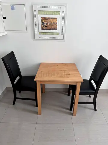 Wooden Table+leather chairs