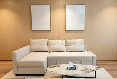 Ikea Beige L-shaped 3-seater Sofa bed with Chaise - Good Condition