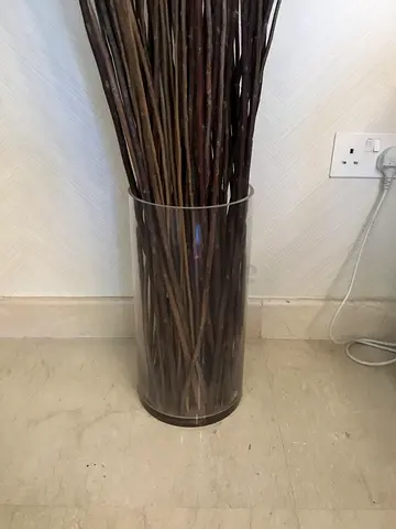 Tall Decorative Brown Twig Arrangement in Glass Vase